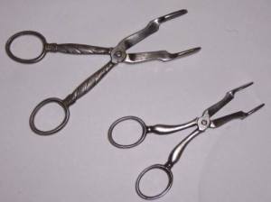 Scissor nips with blades ending in tong-like grips